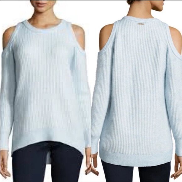 Michael Kors Wool-Blend Peekaboo Cold Shoulder Asymmetrical Hem Soft Sweater S - Picture 5 of 16